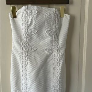 White Textured Strapless Dress